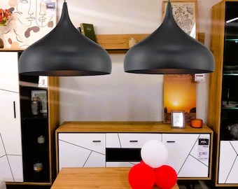 2er-Set schwarze Messing-Kuppel-Pendelleuchten: marokkanische Bauernhaus-Beleuchtung