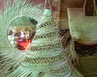 Handmade Straw Parasol Pendant Light: Rustic Boho Lampshade