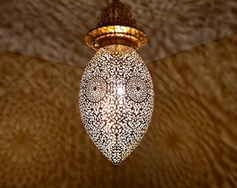 Handmade Moroccan Brass Pendant Light Chandelier: Bohemian Lighting