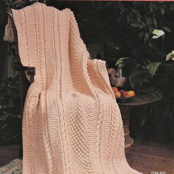 Irish Melody Afghan Vintage Knitting Pattern, Worsted Weight Pattern, Instant Digital Download