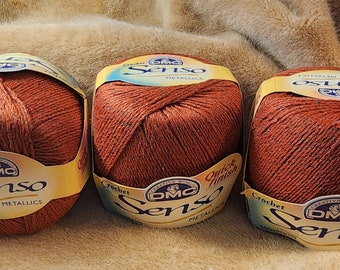 Lot de 3 pelotes DMC Senso RUST, fil à crocheter en coton métallisé, 100 mètres les 3 pelotes 1 prix