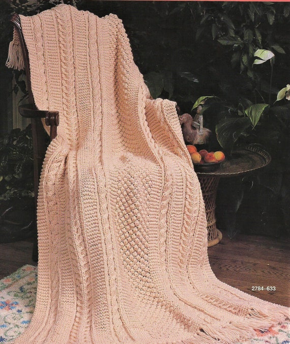 Irish Melody Afghan Vintage Knitting Pattern Worsted Weight Etsy