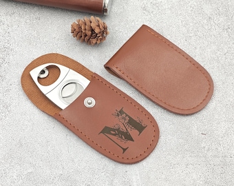 Zigarrenschneider und Messerset mit Gravur - Personalisiertes Groomsman Geschenk - Vatertagsgeschenk - Hochzeitsgeschenk für Ihn