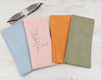 Personalized Eyeglasses Case - Auto-Close Sunglass Pouch, Travel & Birthday Gift, 4 Colors, Custom Engraved