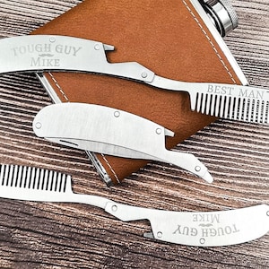 Personalized Stainless Steel Beard Comb - Custom Engraved Beard Combs and Mustache Combs