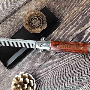 Pettine da barba pieghevole inciso da uomo / Regali personalizzati per lo sposo, regali per l'ospite, regali per lo sposo, regali per le nozze