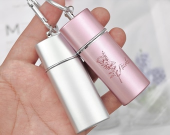 Cinzeiro portátil de metal para interior, ferramenta de bolso para fumantes em ABS com gravação a laser personalizada, tamanho mini para viagem de 7,9 cm (3,1 polegadas), prata, dourado, preto e rosa.