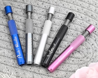 Personalized metal pipe, slim tobacco pipe, easy-to-use mini pipe, clever spring design, easy to use
