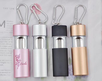 Cenicero de bolsillo personalizado, grabado personalizado, exterior de ABS, interior de metal, portátil, regalo para fumadores, 4 colores: plata, oro, negro, rosa, 3.1 pulgadas