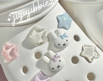 White X Bunny Shoe Charms | Bunny with Bows | Brown Bunny