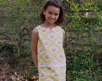 Sis Boom Shannon kids Shift Dress Sewing Pattern PDF E-Book with Scientific Seamstress