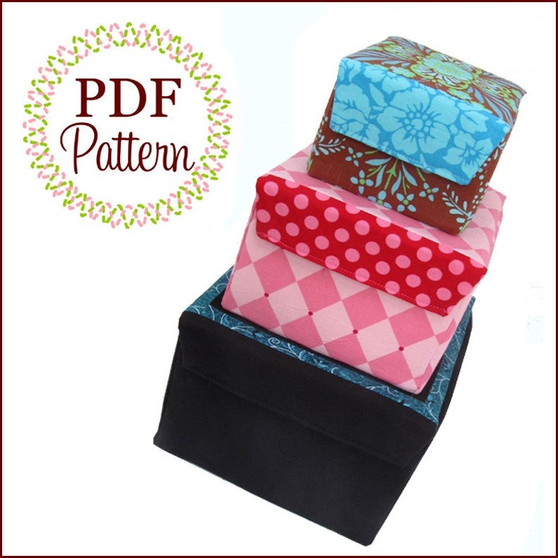 Sample Box Pattern For Rise Padded Box PDF Sewing Pattern, Case Study- Basic Boxes (three Sizes ...