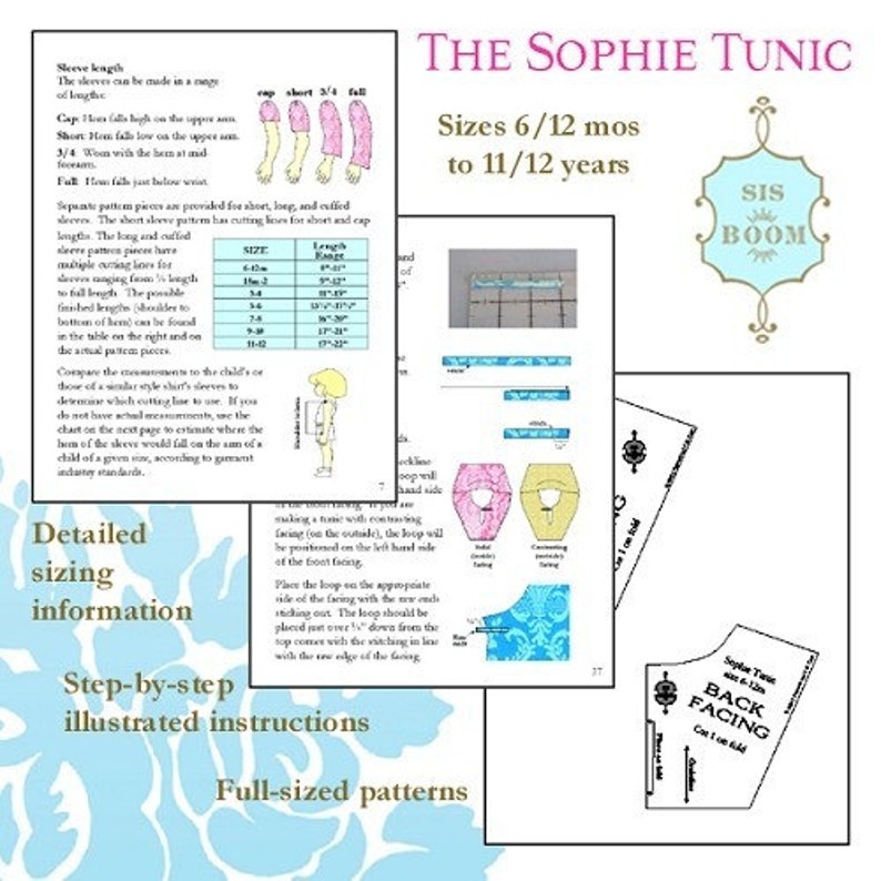 Sis Boom Sophie kids Tunic Pattern PDF Sewing Pattern E-Book with Scientific Seamstress image 4
