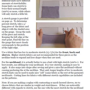 May include: A close-up of a fabric swatch being stretched to demonstrate its elasticity. The fabric is a light purple colour and is being stretched to show the percentage of stretch. The text "Percent Stretch" is visible at the top of the image.