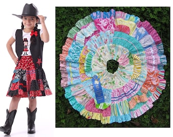 Toddler and kids Twirl Skirt Pattern, Twirly Patchwork Skirt, PDF Sewing Pattern by Scientific Seamstress
