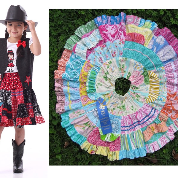 Toddler and kids Twirl Skirt Pattern, Twirly Patchwork Skirt, PDF Sewing Pattern by Scientific Seamstress