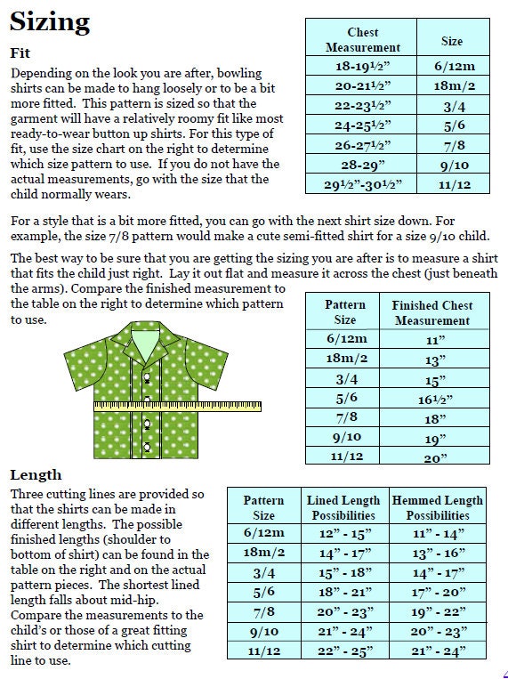 Boy's and Girl's Retro Bowling Shirt Sewing Pattern | Etsy