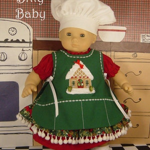 Girl and Baby Doll PDF Sewing Pattern Easy Mix and Match Options for 18 and 15 dolls Holiday Baking Chef by Scientific Seamstress image 3