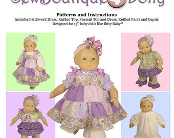 Baby Doll PDF Sewing Pattern - Easy with Mix and Match Options for 15" dolls - by Scientific Seamstress