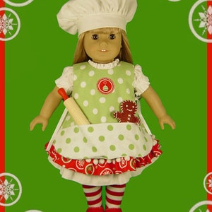 Girl and Baby Doll PDF Sewing Pattern Easy Mix and Match Options for 18 and 15 dolls Holiday Baking Chef by Scientific Seamstress image 5