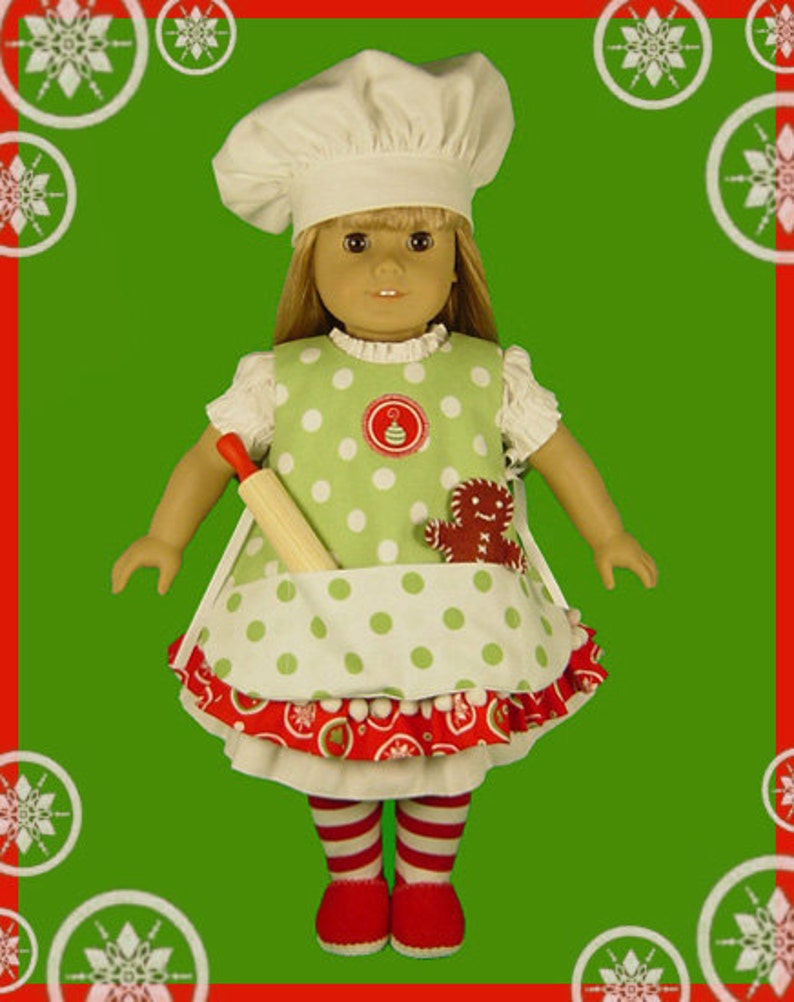 Girl and Baby Doll PDF Sewing Pattern Easy Mix and Match Options for 18 and 15 dolls Holiday Baking Chef by Scientific Seamstress image 5