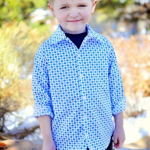 Sis Boom Ethan kids Button-Up shirt PDF Sewing Pattern with Scientific Seamstress image 1