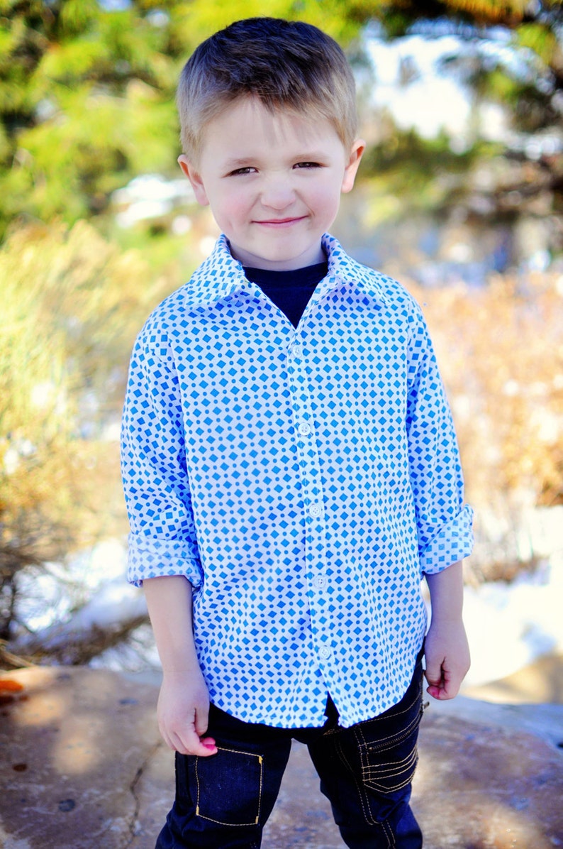 Sis Boom Ethan kids Button-Up shirt PDF Sewing Pattern with Scientific Seamstress image 1