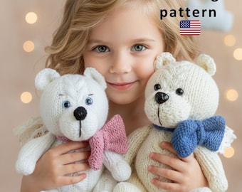 Patrón de osito de peluche tejido en inglés, tutorial de tejido fácil, patrón de peluche para principiantes en PDF