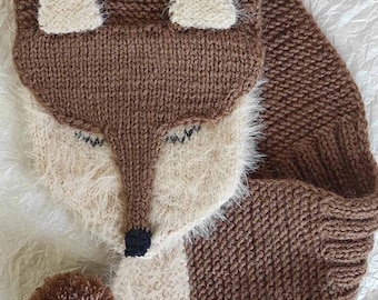 Fox Scarf Knitting Pattern PDF ,  Animal Accessory Tutorial , Intermediate Knit Pattern , Winter DIY Gift