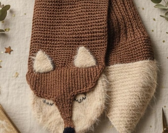 Fox Scarf Knitting Pattern PDF , Woodland Animal Scarf , Cozy Winter Neckwarmer