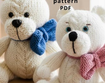 Patrón de tejido en PDF: Osito de peluche, fácil de tejer para principiantes (22 cm)