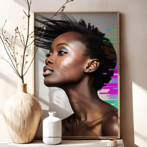 Black Woman Portrait - Wall Art, Digital product, Download Art, Abstract print, Printable Art, Poster, Abstract Painting, Downloadable Art