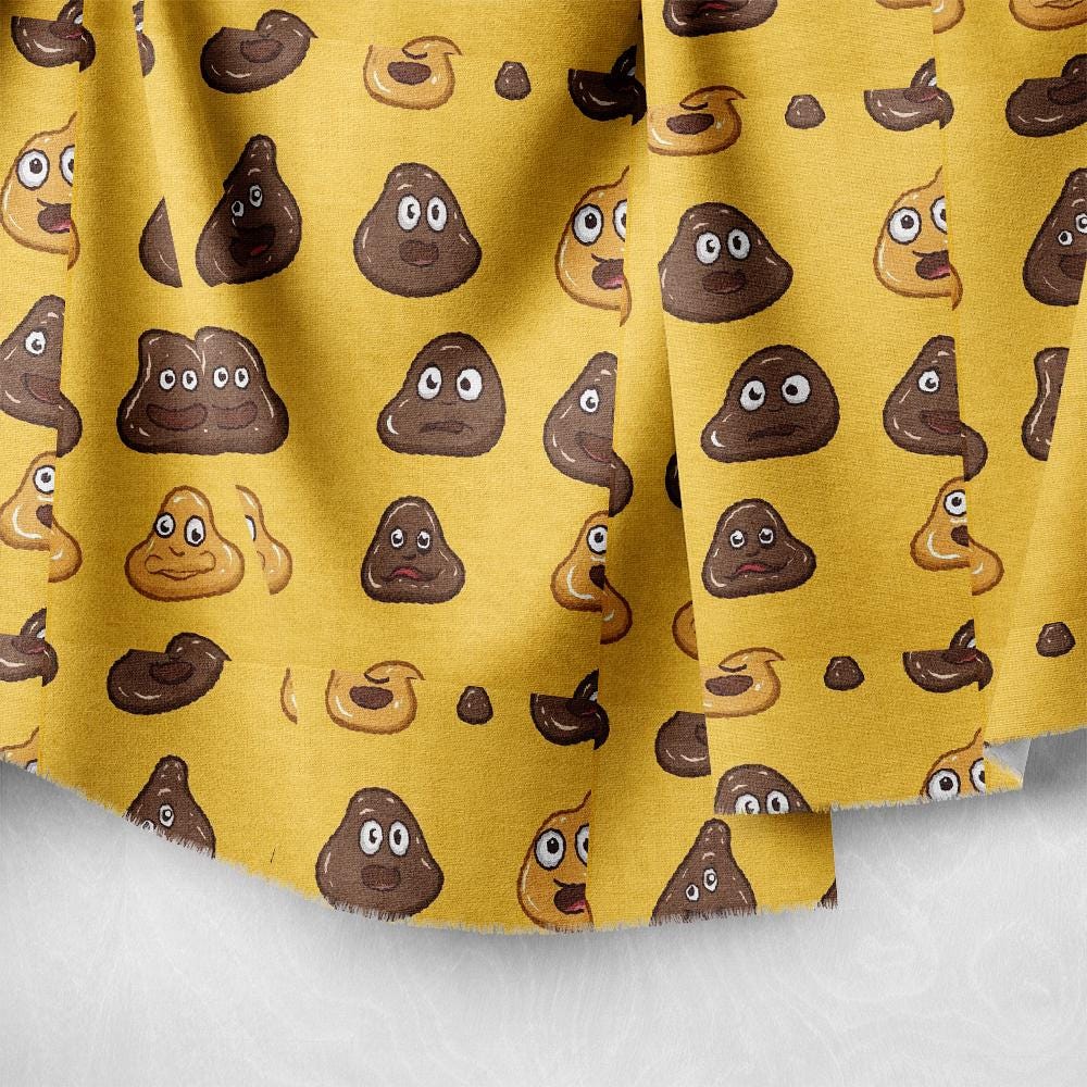 Poop Patern Funny Poop Characters Pattern, Fabric by the Yard, 58 In