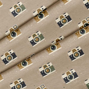Camera Aesthetic Lekfullt Mönster, Tyg per meter, 136 cm Bredd, för Sömnad, Hantverk, Quiltning, DIY-projekt, Möbelklädsel