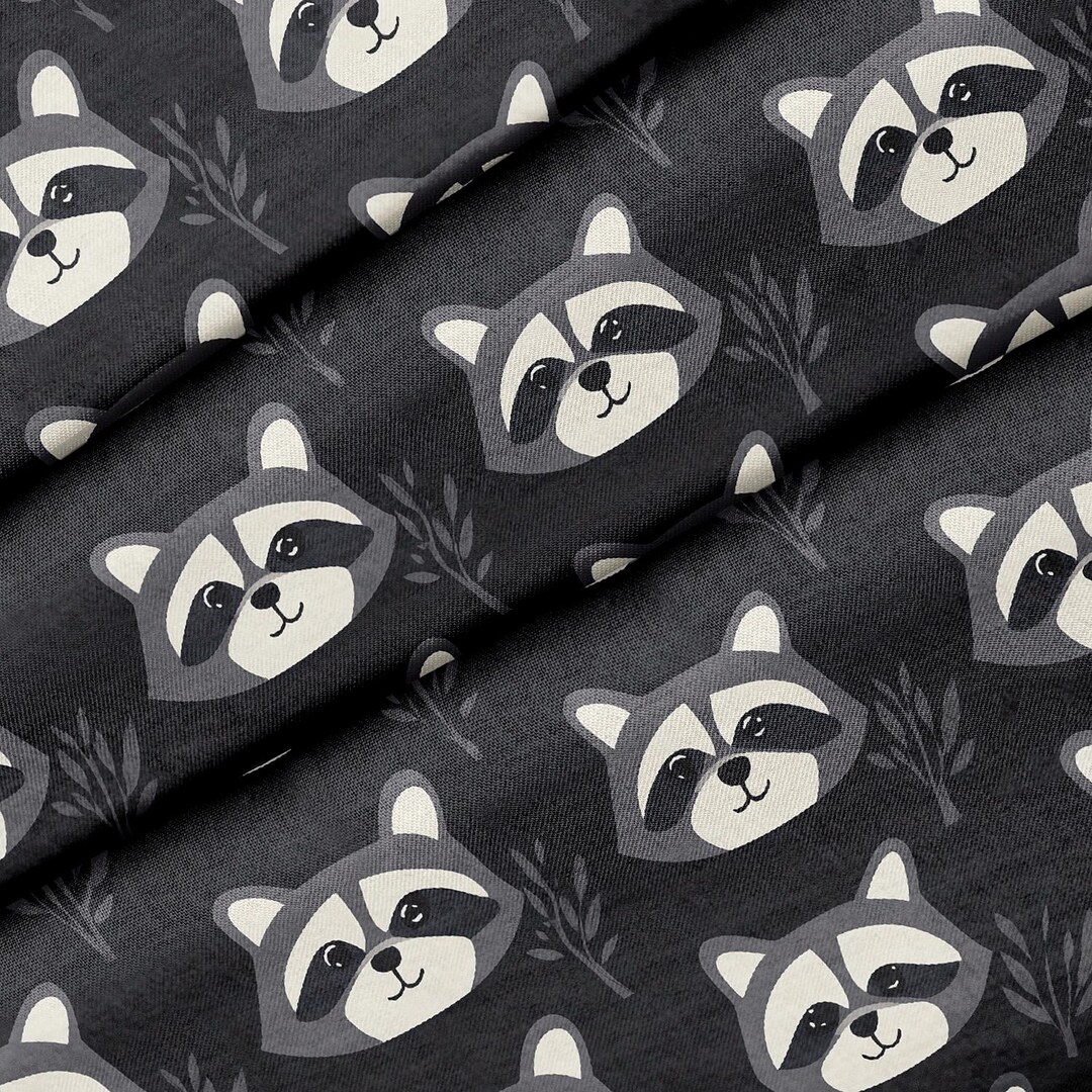 Cute Raccoon Pattern, Fabric by the Yard, 58 In