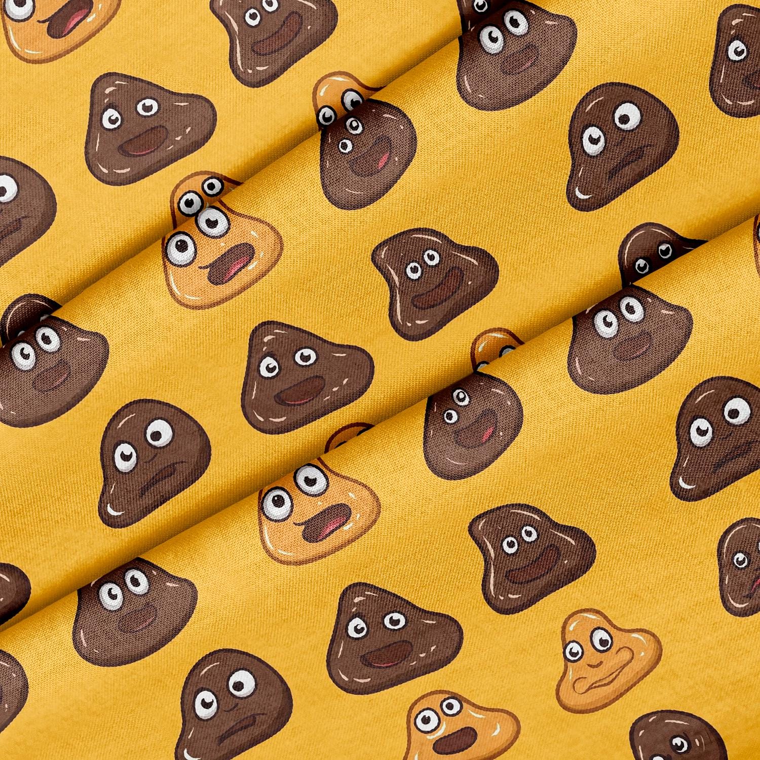 Poop Patern Funny Poop Characters Pattern, Fabric by the Yard, 58 In