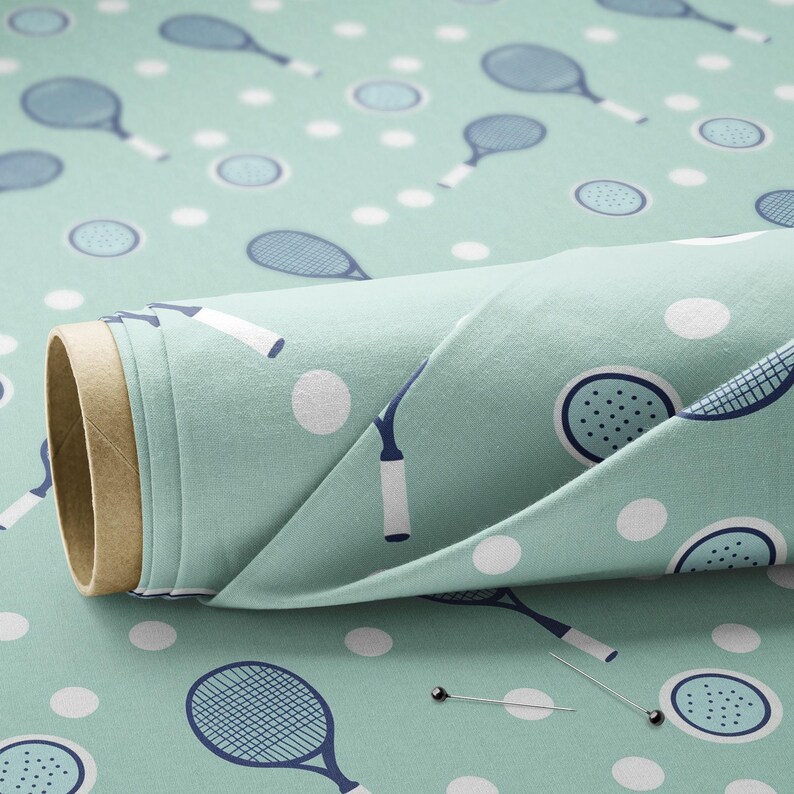 Doouble Racket Pattern Tennis Racket Pattern, Fabric by the Yard, 58 In