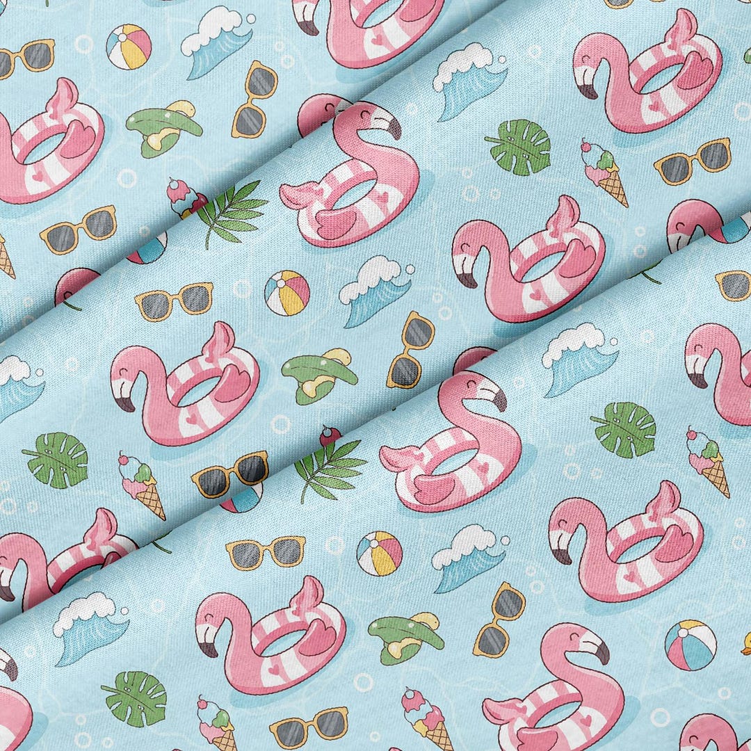 Patterned Floaties Flamingo Floaties Summer Pattern, Fabric by the Yard, 58 In