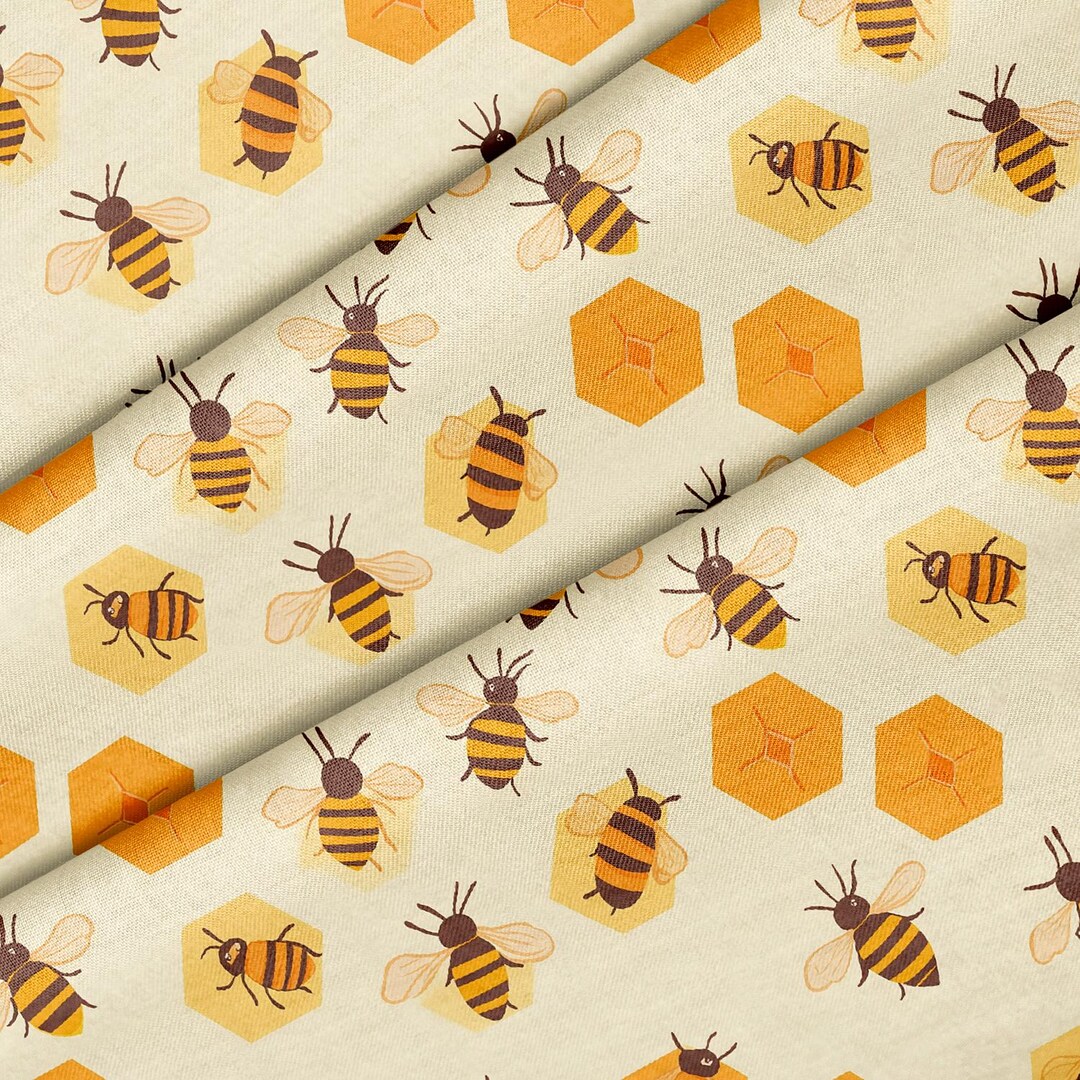 Bees Honeycomb Pattern, Fabric by the Yard, 58 In