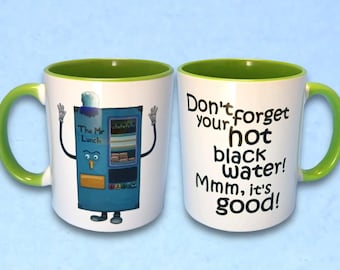 The Mr. Lunch Vending Machine – 11oz Mug - PINK GREEN BLACK - Don't Hug Me I'm Scared