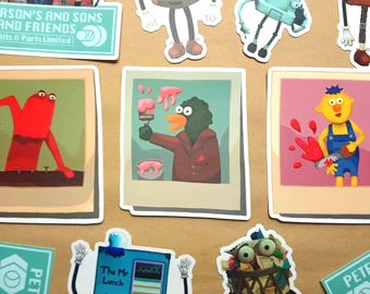 Don't Hug Me I'm Scared Character Stickers Laptop Fridge Decals Work Episode DHMIS