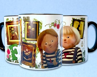 LILY and TODNEY DHMIS Fan art Mug - Family Tree with Portraits Black/Green/Yellow/White Inside