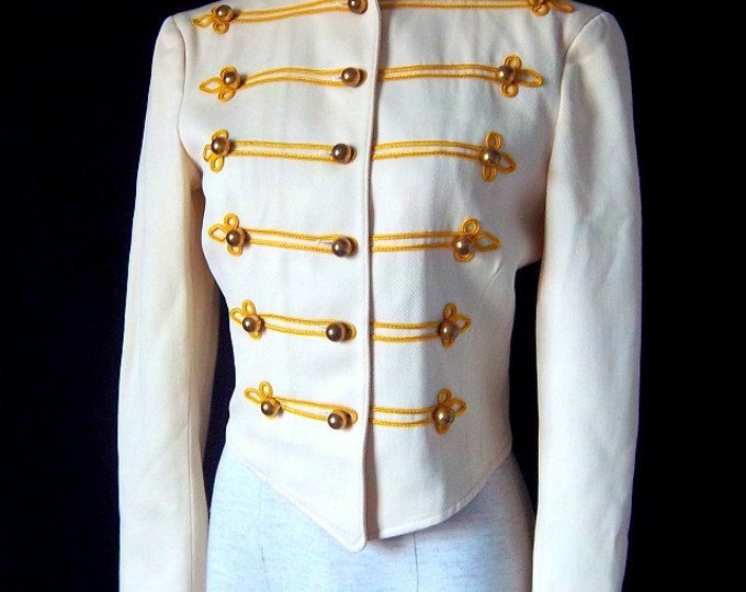 Vintage Marching Band Military Jacket Women Cream Gold Etsy