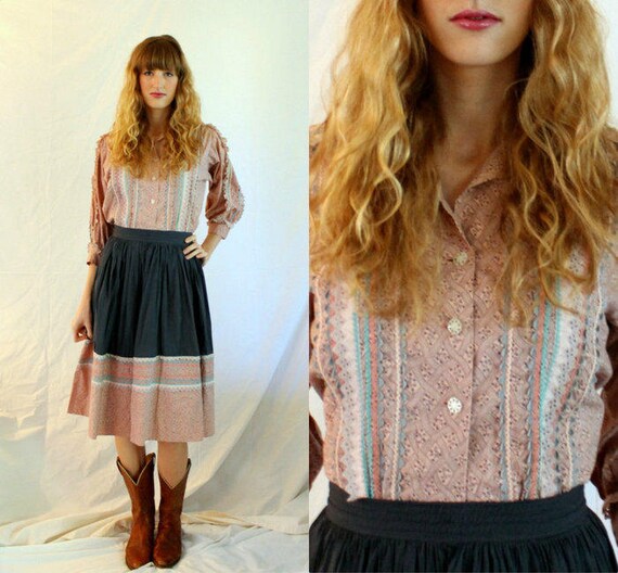 1950s Fiesta Dress - Skirt Blouse - Square Dance -