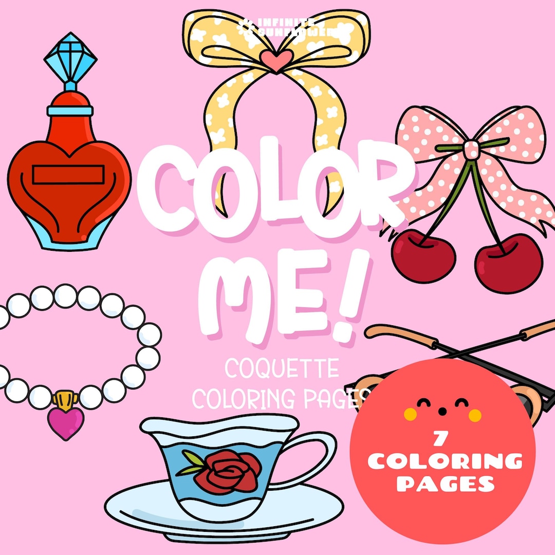 Coquette COLORING PAGES, Cute Kawaii Coloring Book, Easy and Bold Line ...