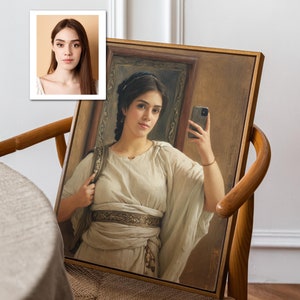 Ölfarbe Portrait Frau Griechenland Selfie-Stil / Digitale Kunst / Benutzerdefinierte Fantasy Charakter vom Foto / Geschenk für Ihre Liebe / Lustige Geschenke