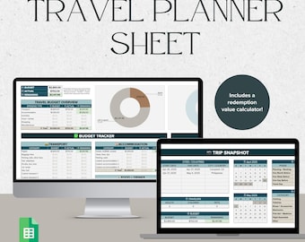 Travel Planner Google Sheets Teal | Travel Itinerary Planner | Travel Budget Tracker | Travel Templates | Trip Organizer | Trip Planner