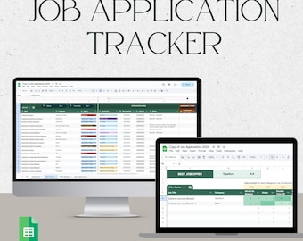 Job Application Tracker | Google Sheets Job Tracker | Job Search Spreadsheet | Job Tracker Template | Job Offer Tracker | Job Search Planner