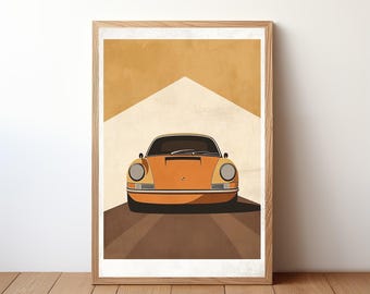 Vintage Porsche 911 Poster, Porsche Druck, Oldtimer Wandkunst, Sportwagen-Dekor, Garagenwandkunst, Retro Porsche Portrait, PRSH46