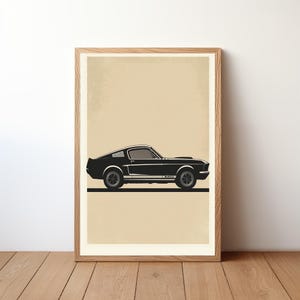 Vintage Ford Mustang Poster, Mustang Print, Classic Car Wall Art, Sports Car Decor, Garage Wall Art, Retro Mustang Portrait, STNG24
